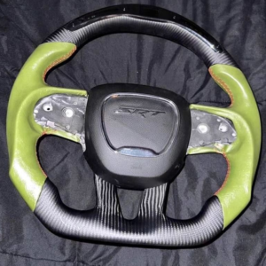 Dodge Charger/Challenger LED, Carbon Fiber, and Green Leather Steering wheel